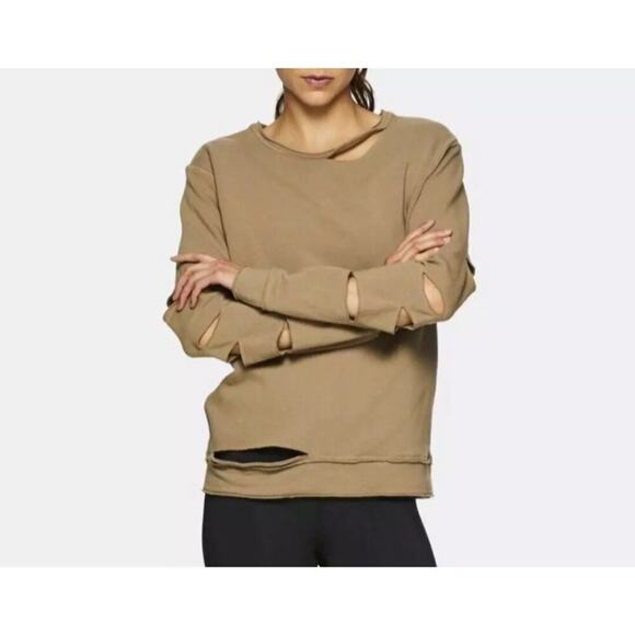 ALALA Cypher Sweatshirt Destroyed and Distressed Tan Size Small - Picture 1 of 13